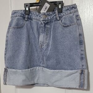 Le Lis Washed Light Blue Denim Skirt